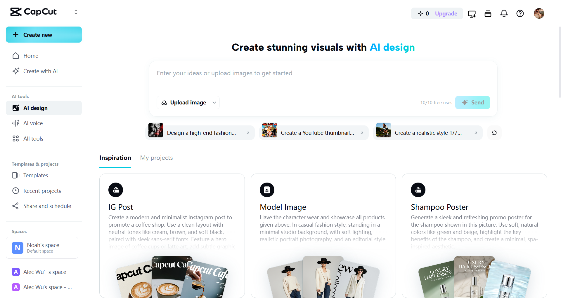 CapCut Web homepage
