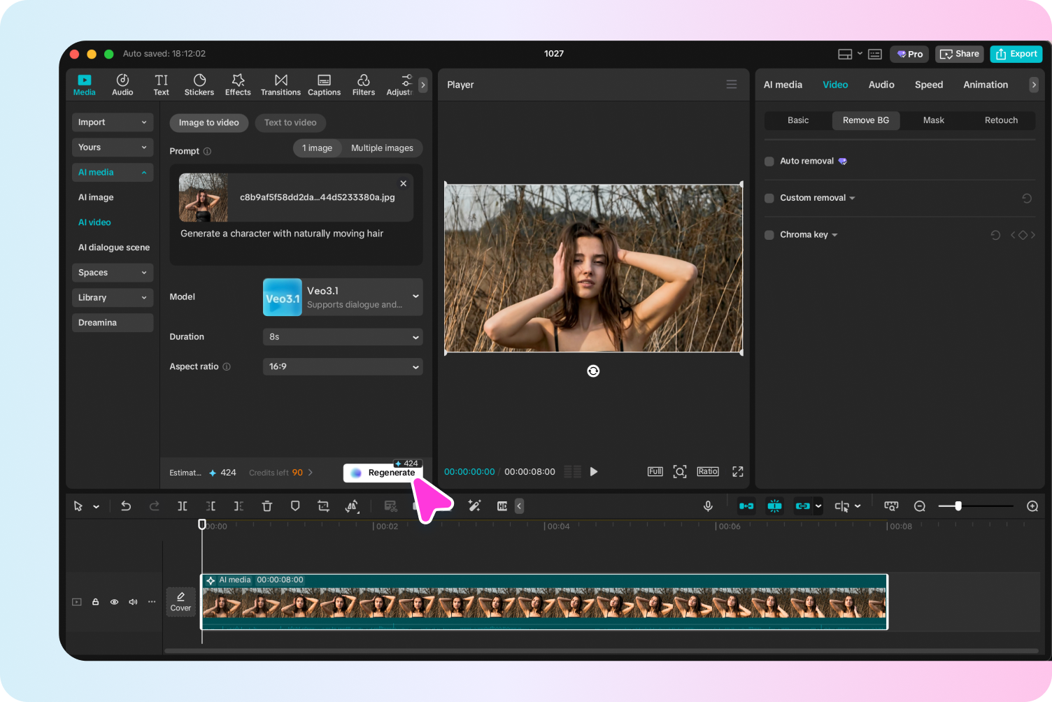 Convert photo to video AI in the CapCut desktop video editor