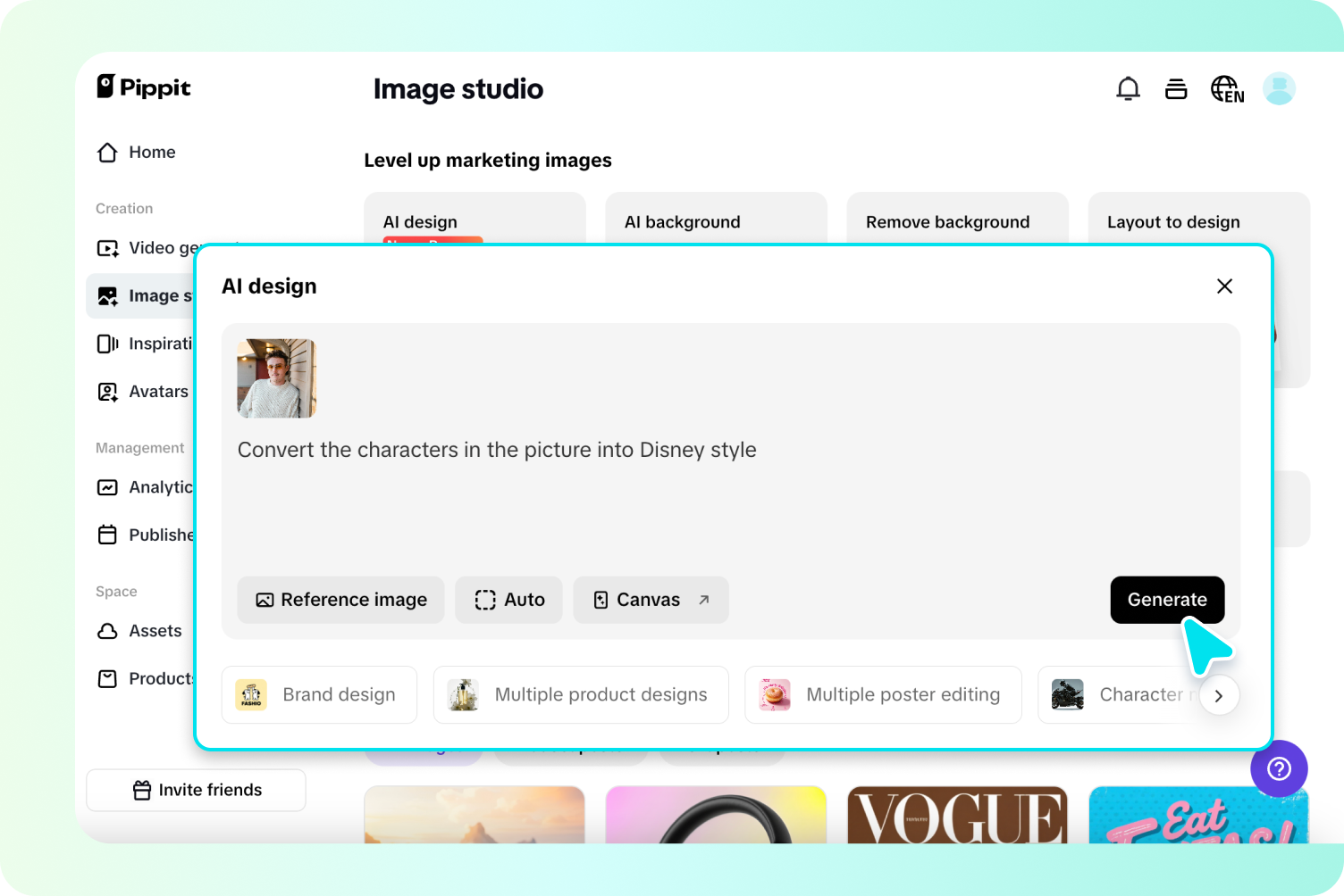 Creating Disney-style poster on Pippit