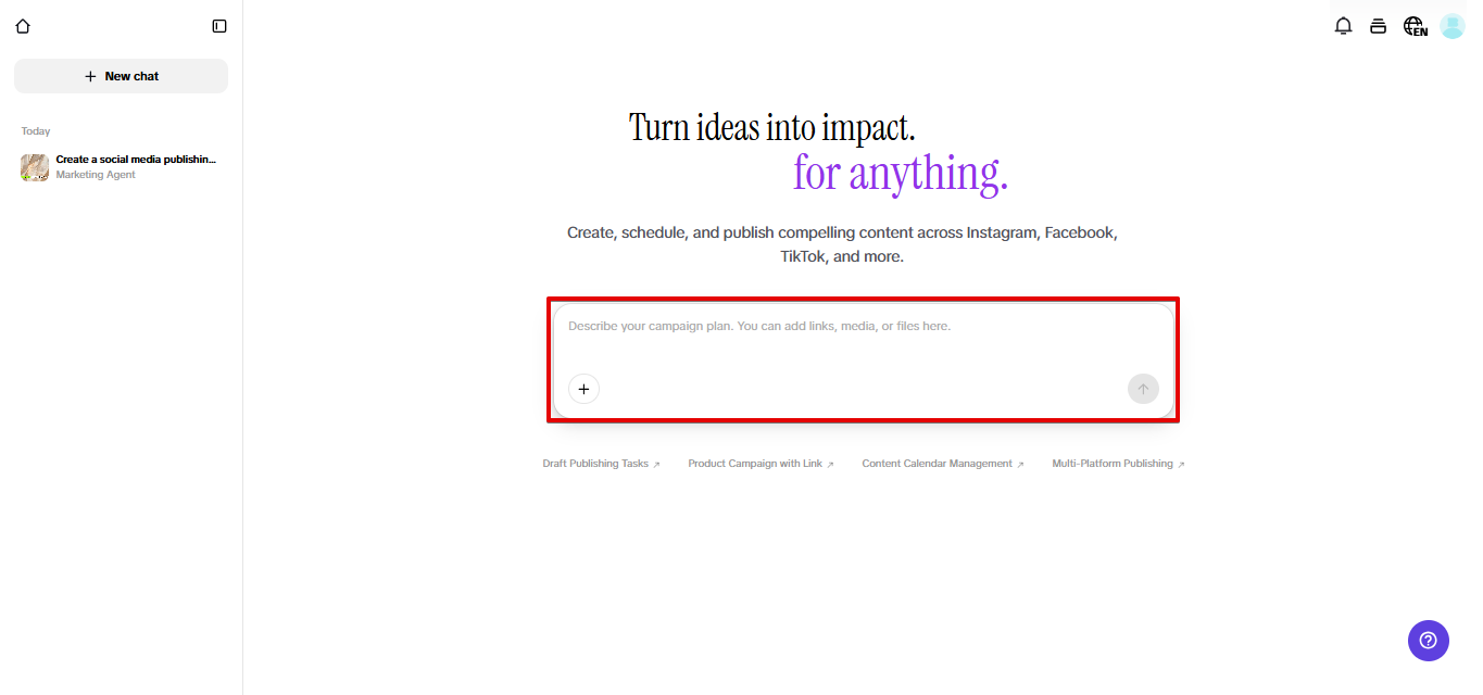 Open the "Vibe marketing" tool