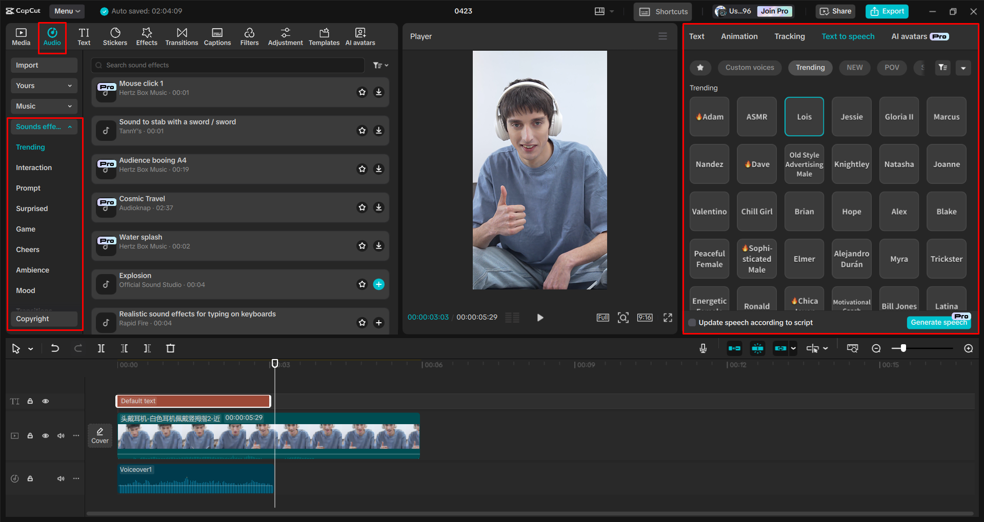 Modifica di un video con l' CapCut editor video desktop
