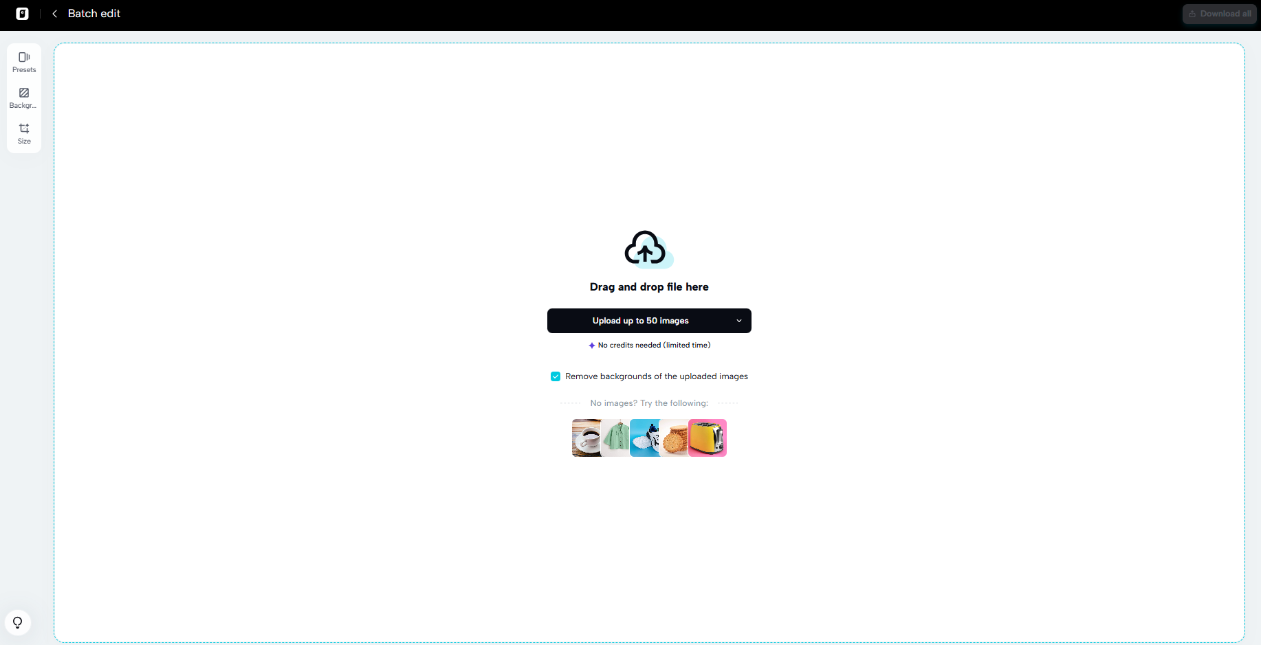 Upload your images for batch processing