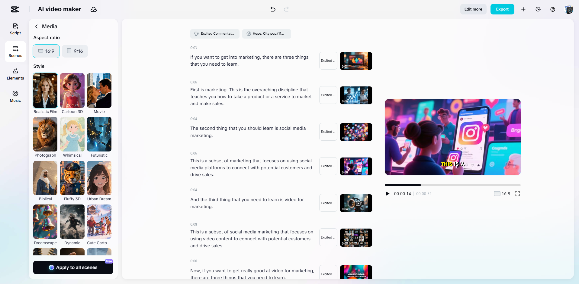 Interface ng CapCut Web - isa sa pinakamahusay na tagagawa ng video para sa marketing