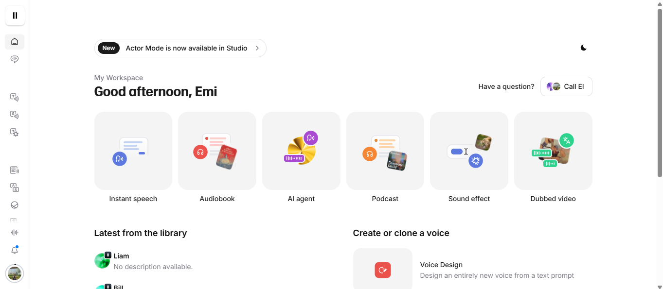 ElevenLabs's interface