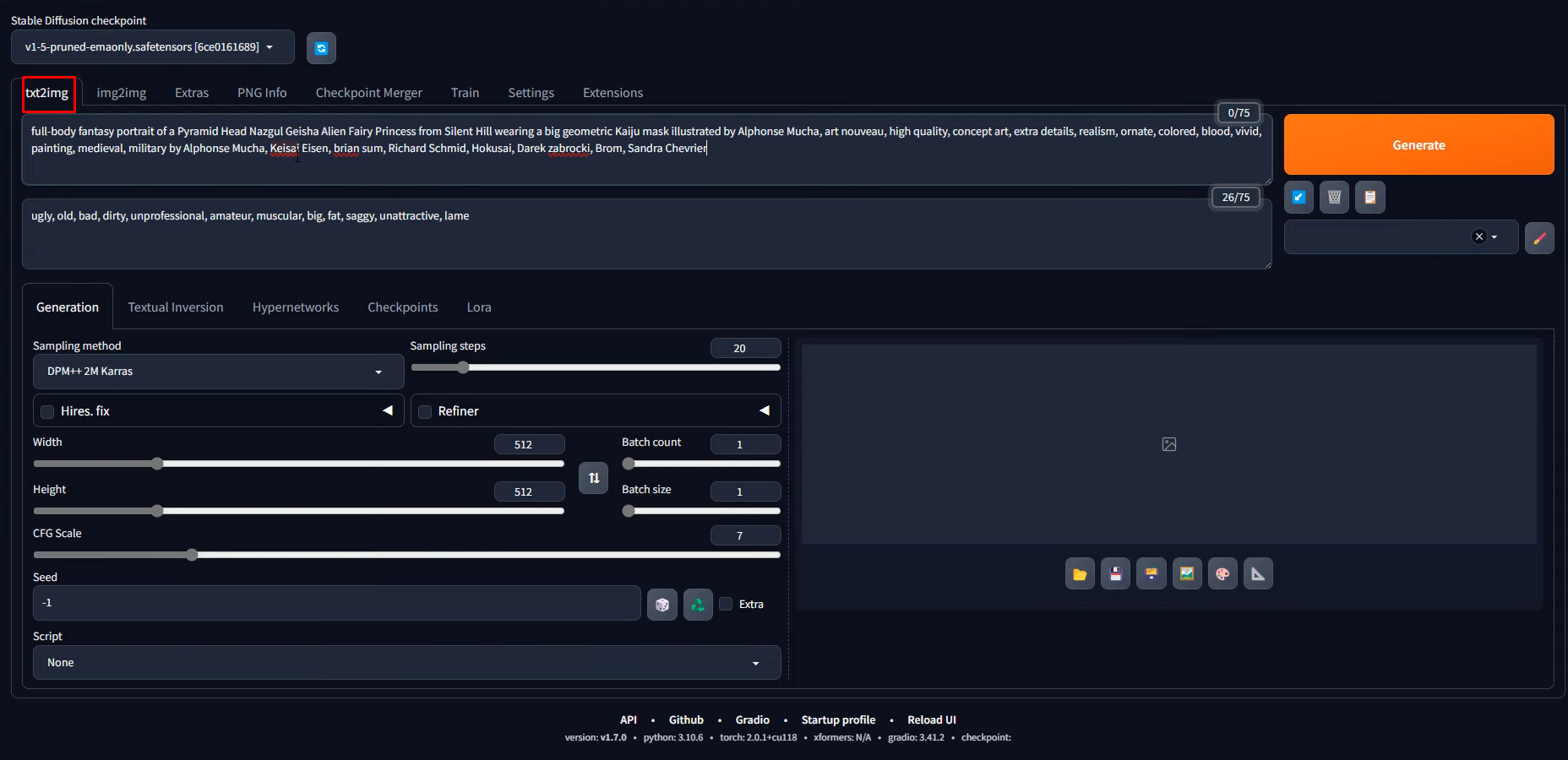 Memasukkan prompt ke dalam generator gambar Diffusion AI