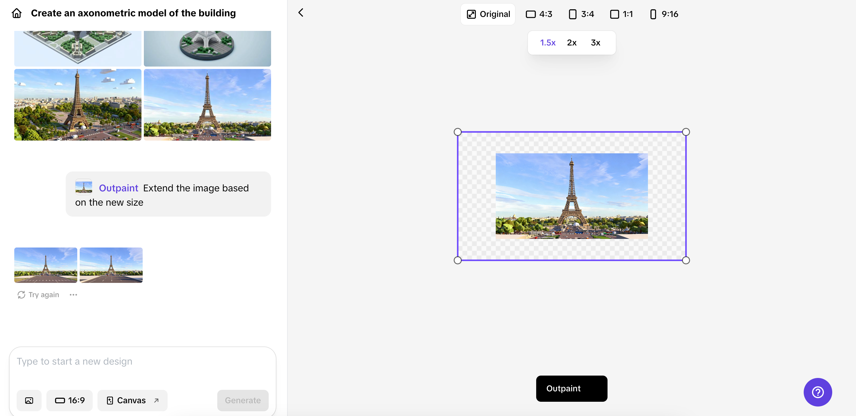 Alat Outpaint di Pippit