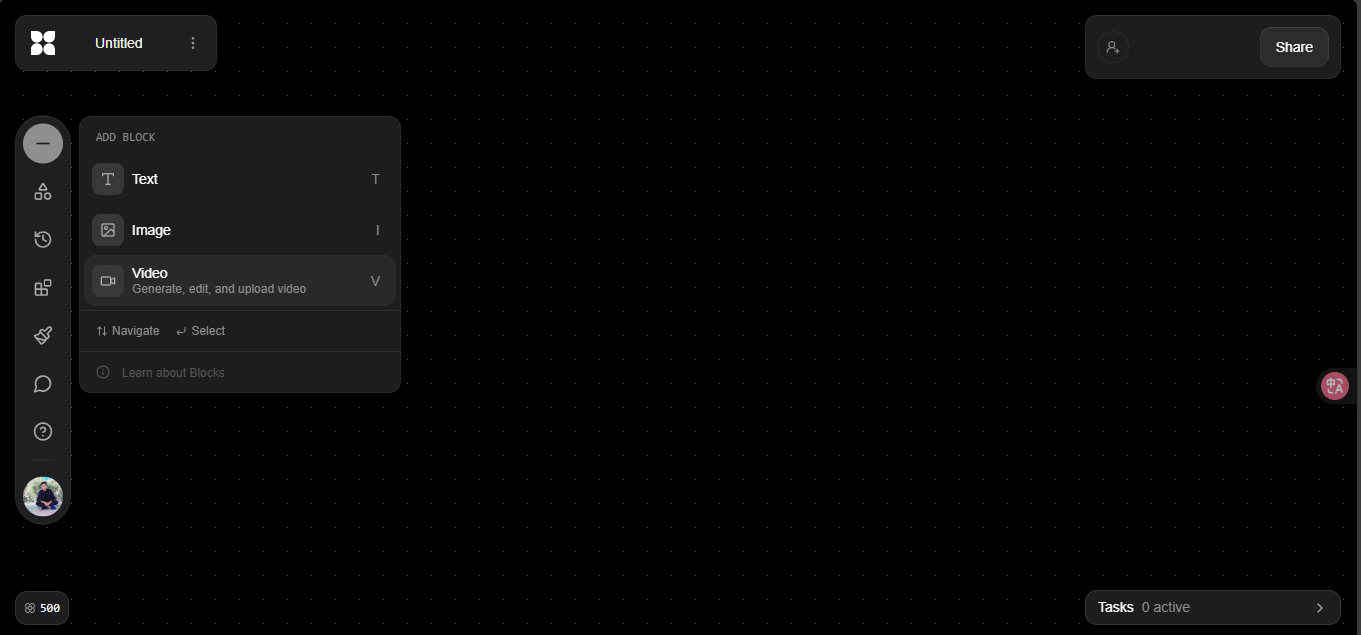 Inserir bloco de vídeo