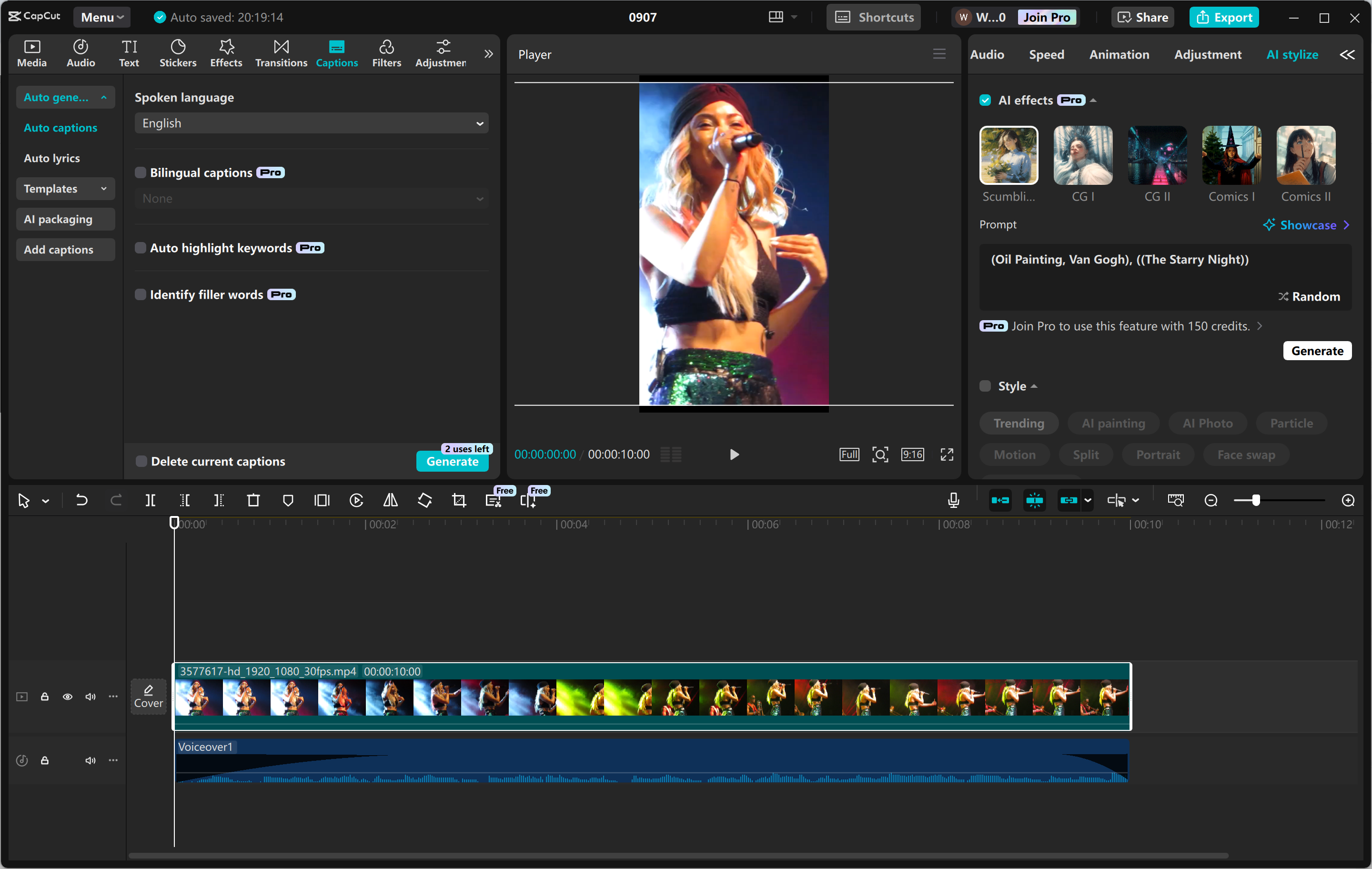 Interfaccia di modifica dell' CapCut editor video desktop: uno strumento perfetto per creare annunci di prodotti per TikTok Shop