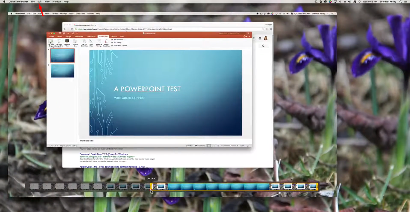 Trimming the screen recording in QuickTime Player