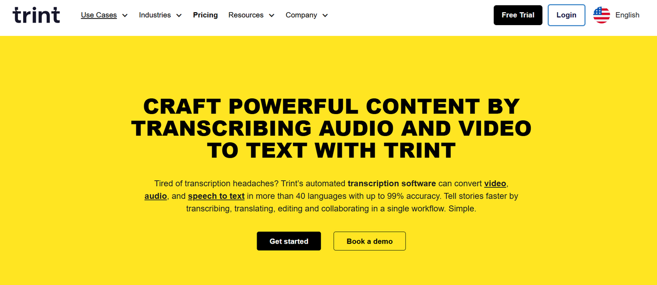Trint's interface