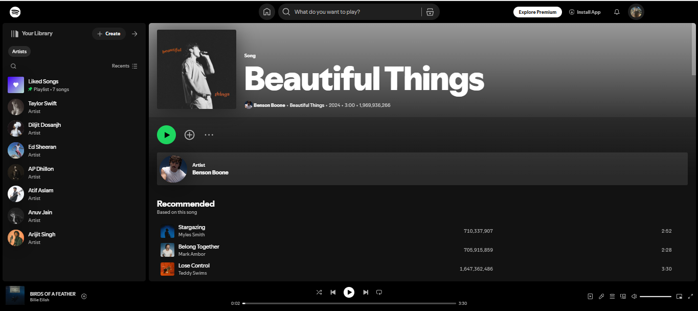 Beautiful Things - popularny utwór jednego z 200 najlepszych artystów na Spotify