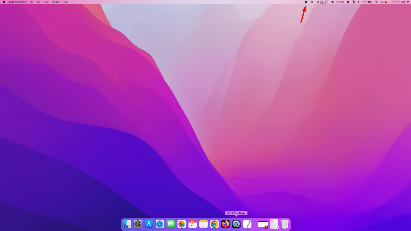 Ending the screen recording in QuickTime