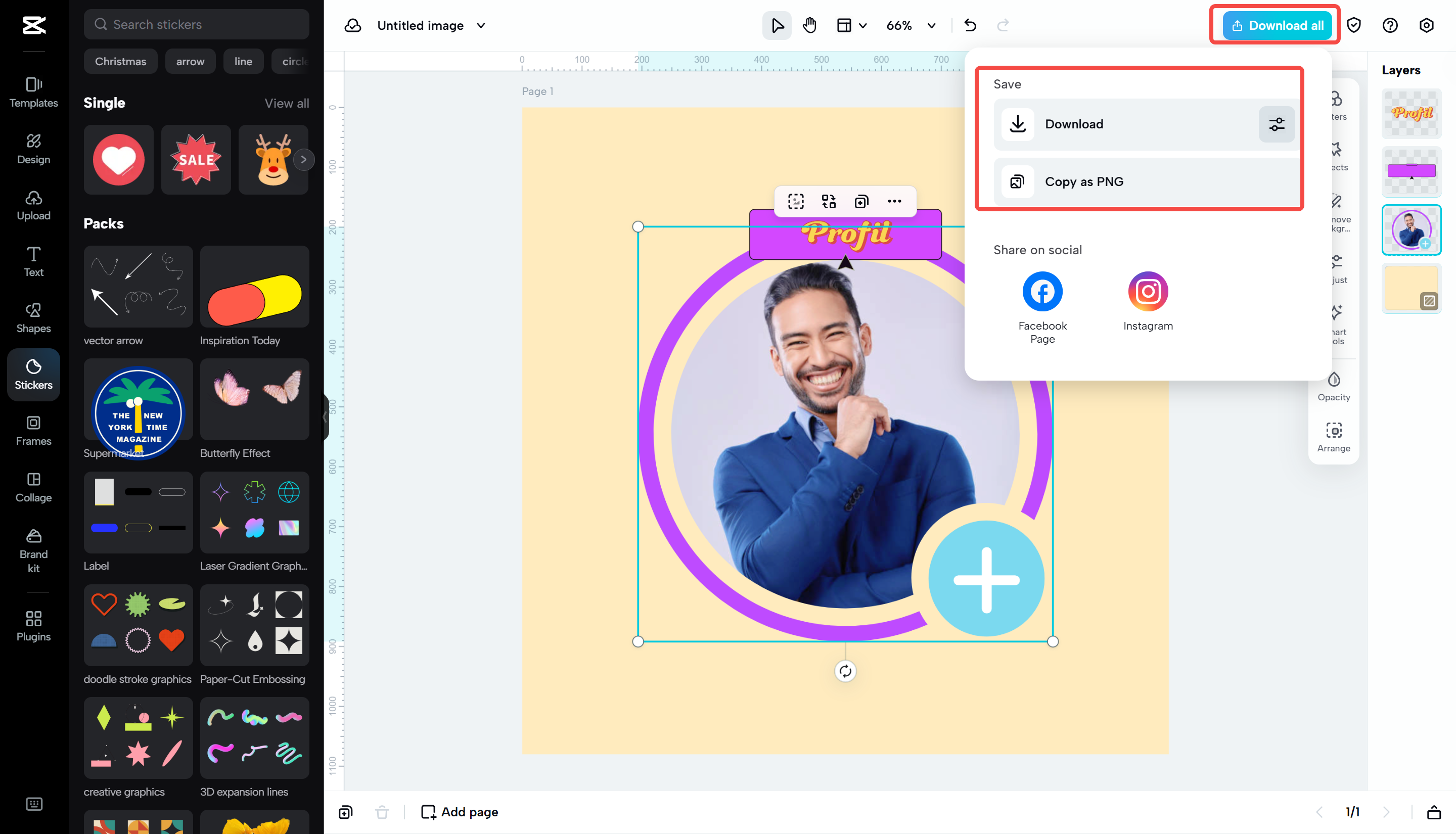 CapCut Web'den bir görüntü aktarımı
