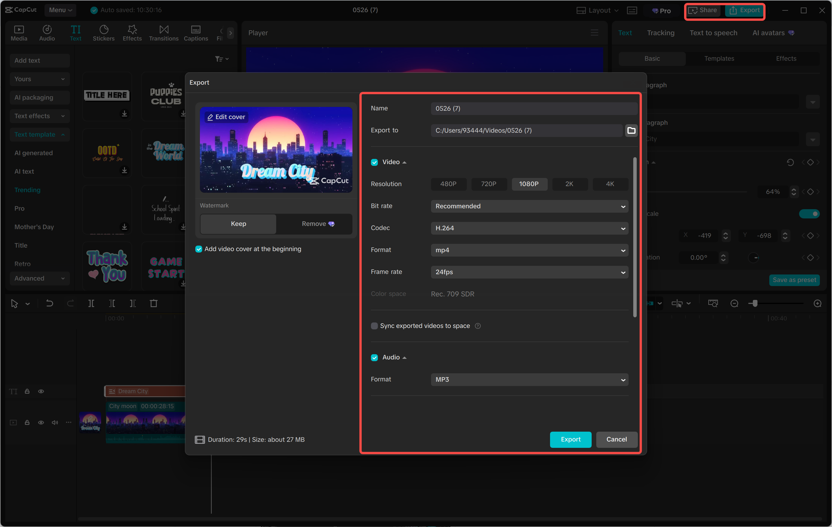 Pag-export ng video mula sa CapCut desktop video editor