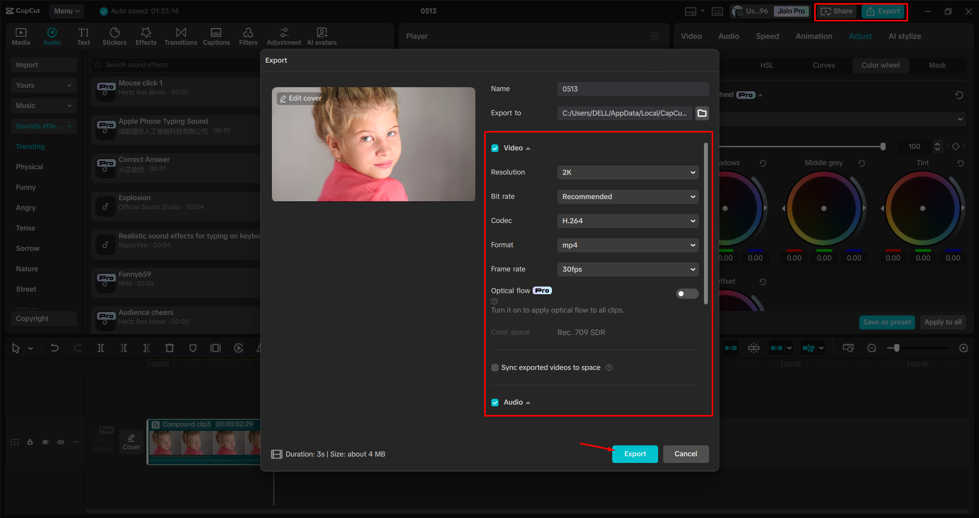 Mengekspor video dari editor video desktop CapCut