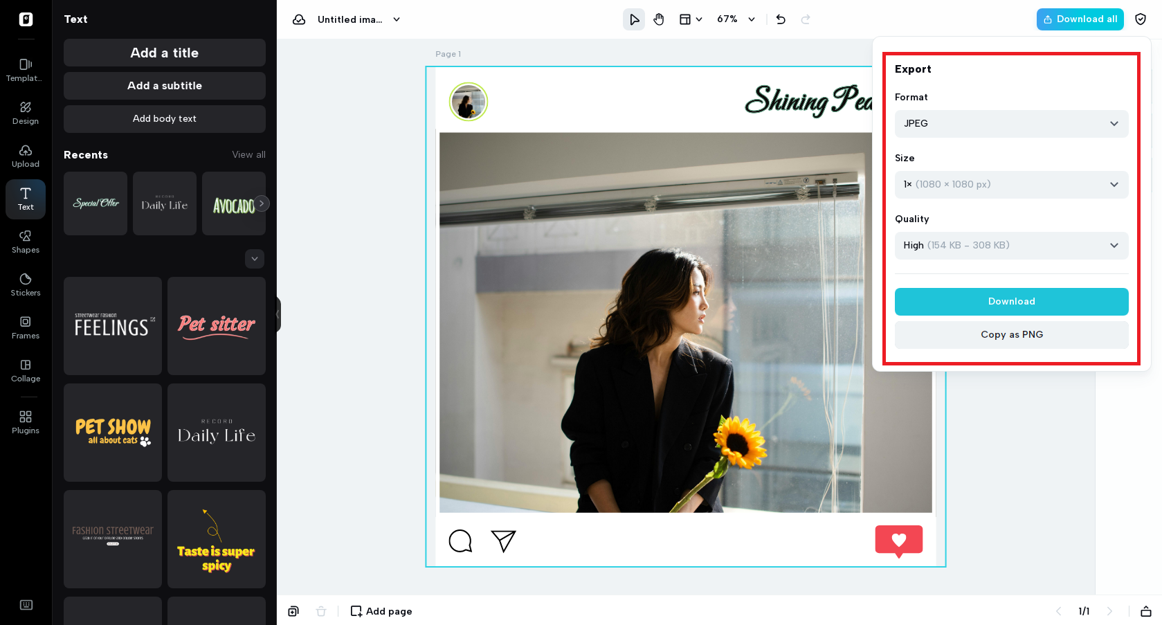 Export your finalized image