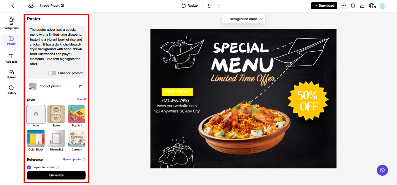 Pippit sales poster generator