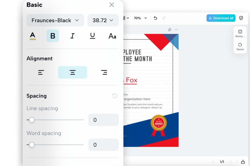 Editing the certificate design