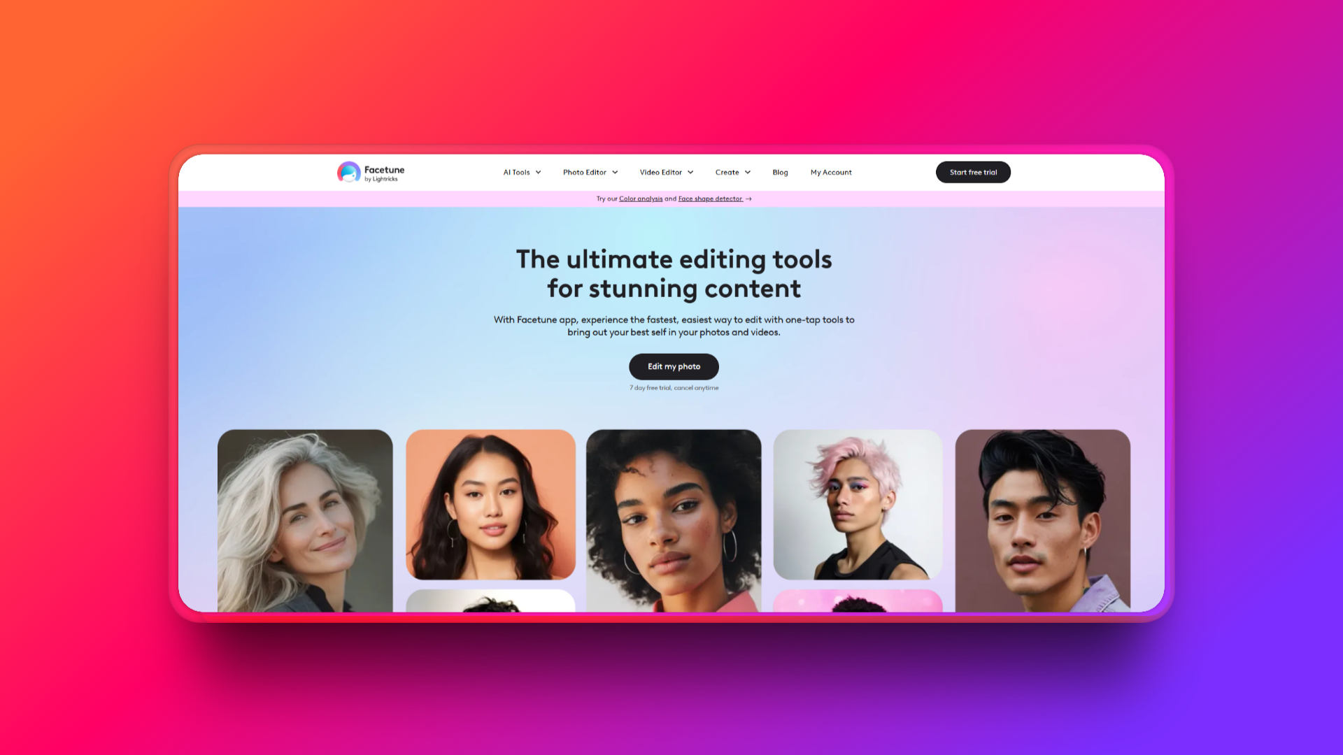 Facetune's AI shadow remover