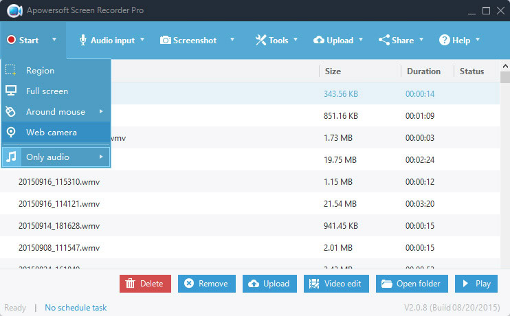 Interfaz de Apowersoft: la mejor grabadora de pantalla para PC con audio interno