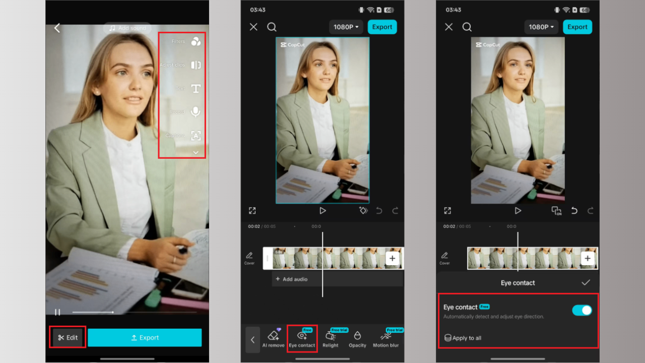 Additional edits in CapCut App