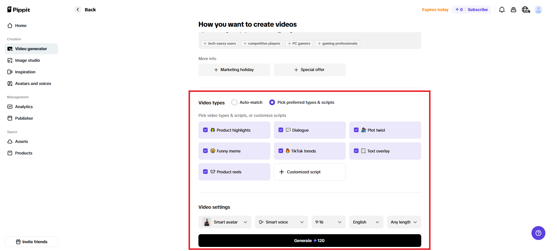Generate your video