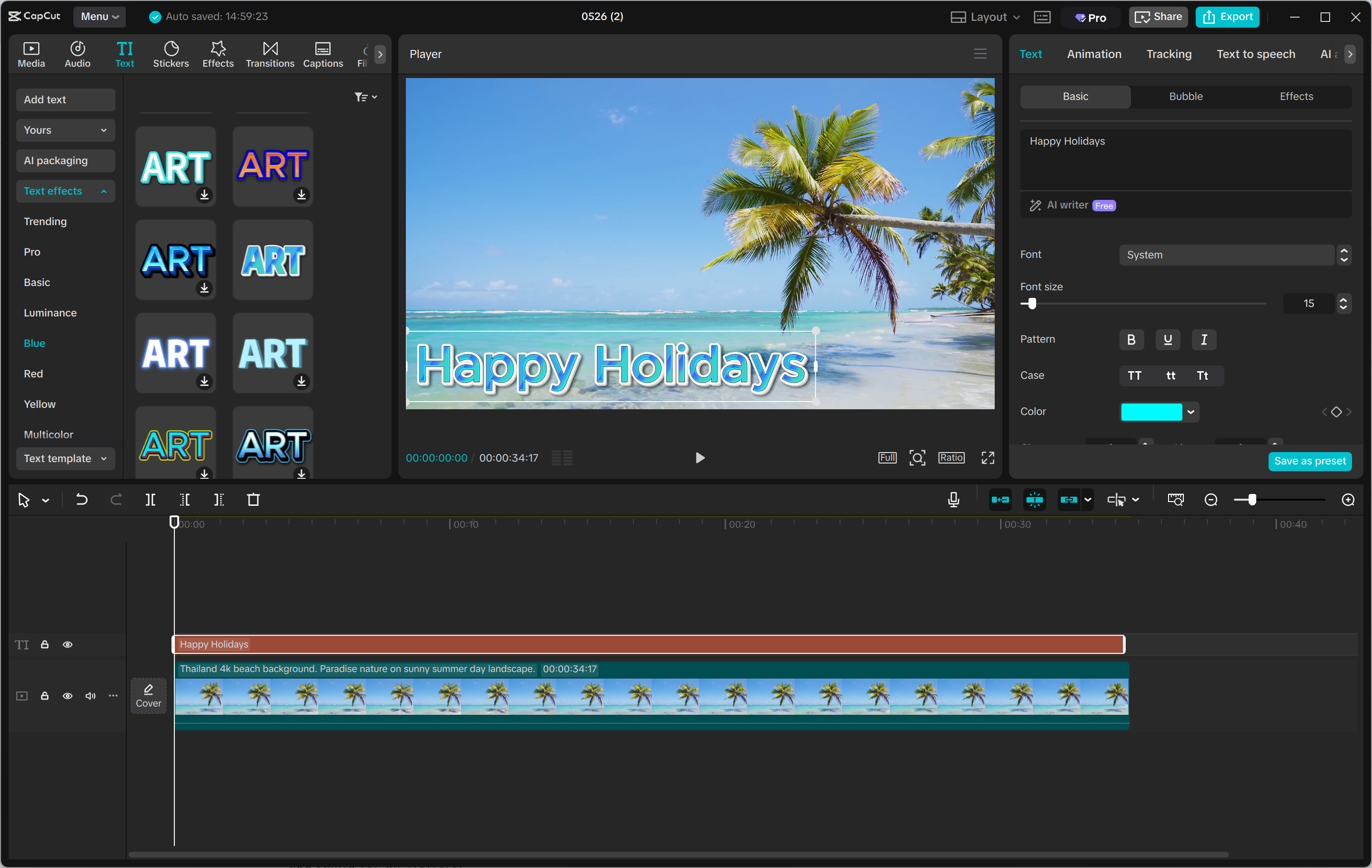 Interface ng CapCut desktop video editor - isang mabilis na paraan upang magdagdag ng gradient sa text sa mga video