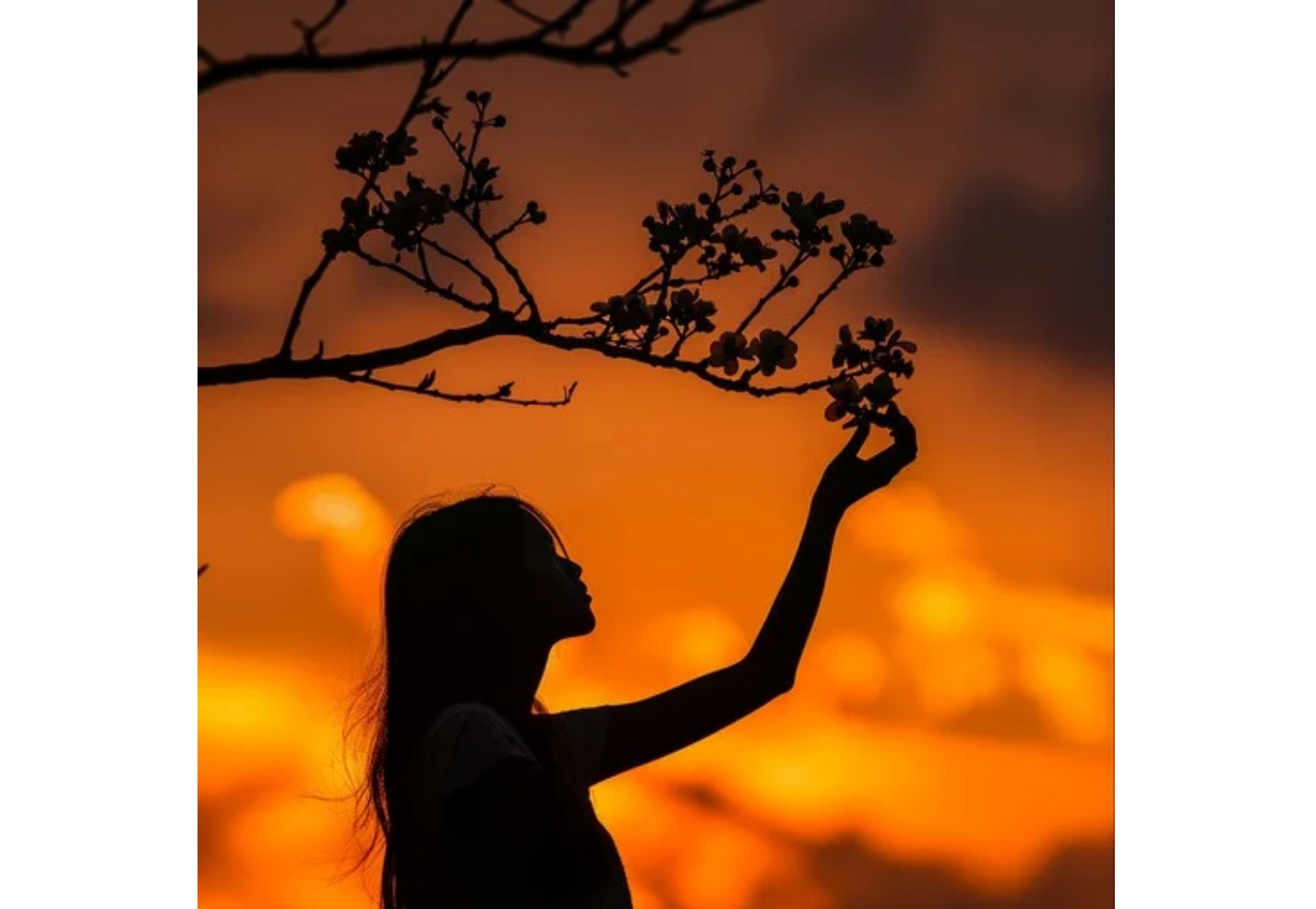 Silhouette profile image against sunset