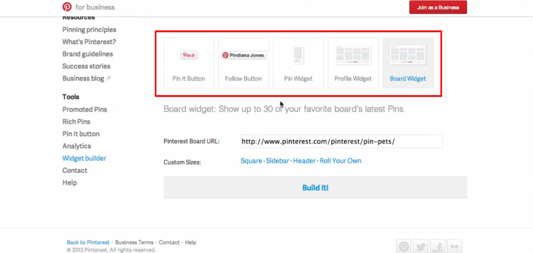 Pinterest widgets