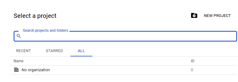 Crearea unui nou proiect în Google Developers Console