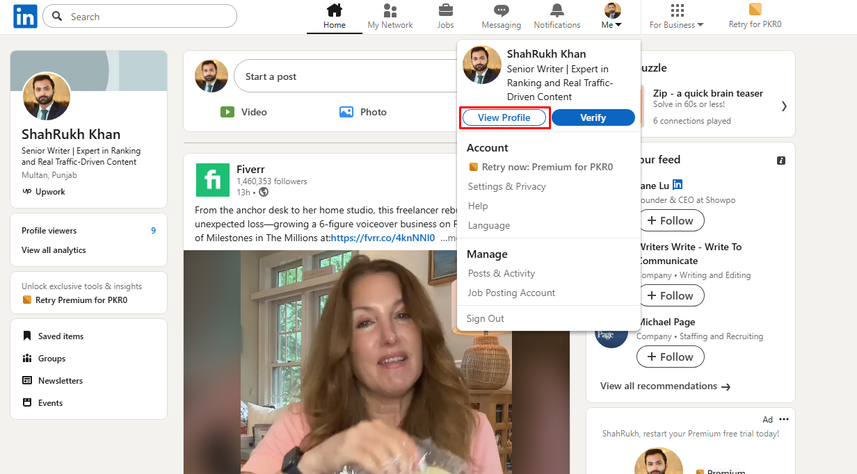 Access your profile