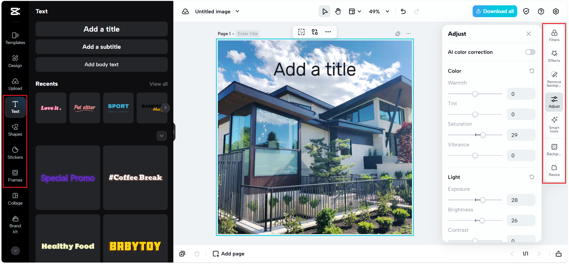 Customize the photo
