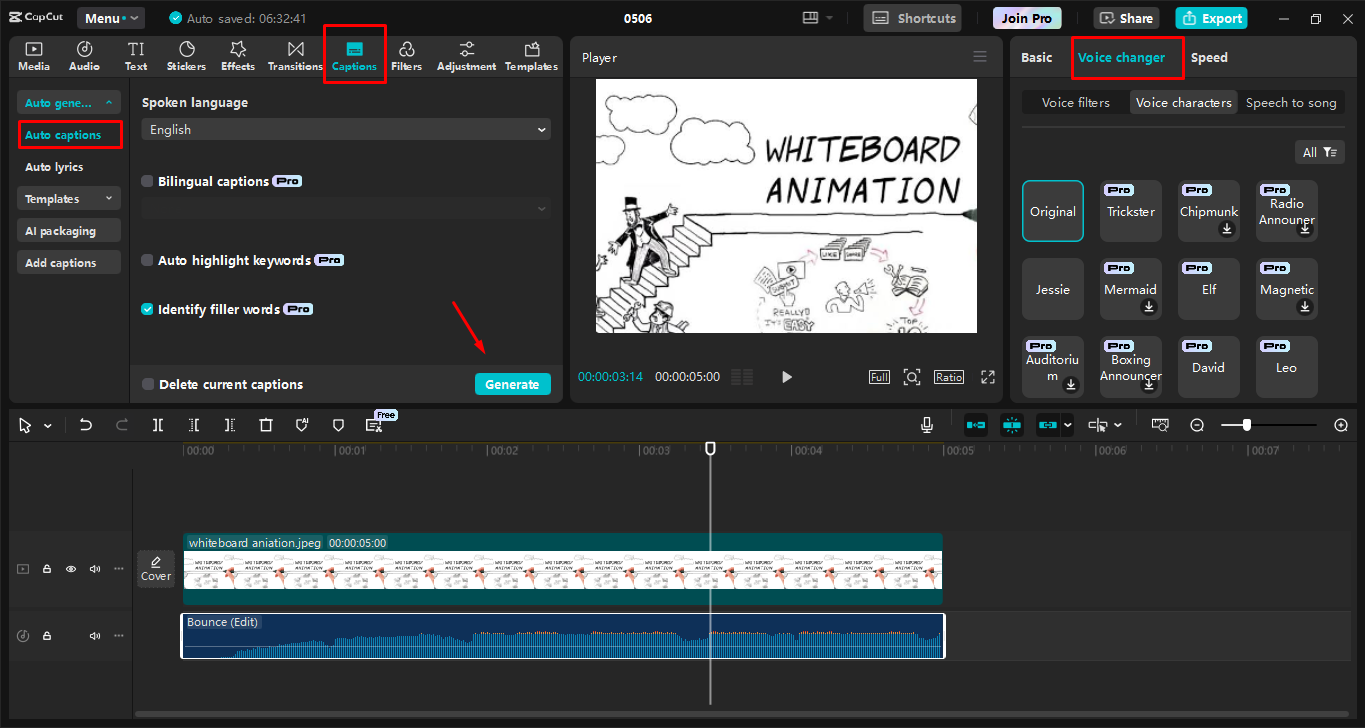 Création d'une vidéo d'animation de tableau blanc dans l' CapCut éditeur vidéo de bureau
