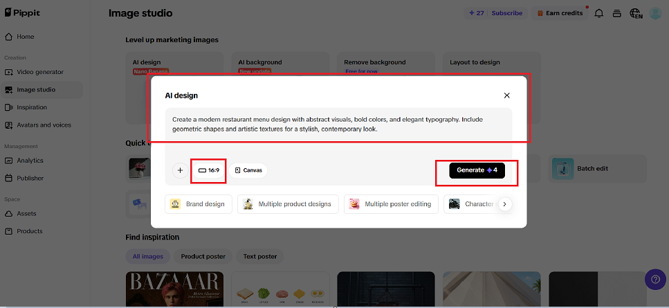 Select from generated options