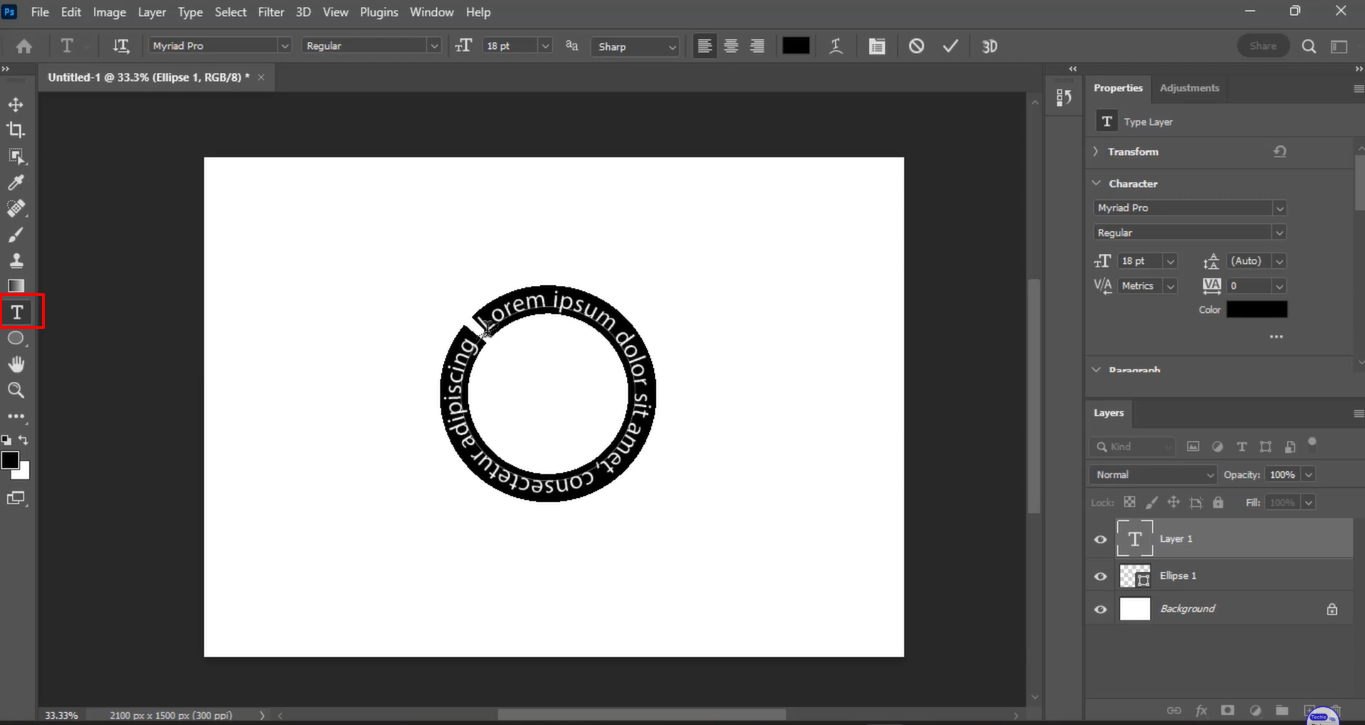Dessiner une forme pour envelopper du texte autour d'une forme dans Photoshop