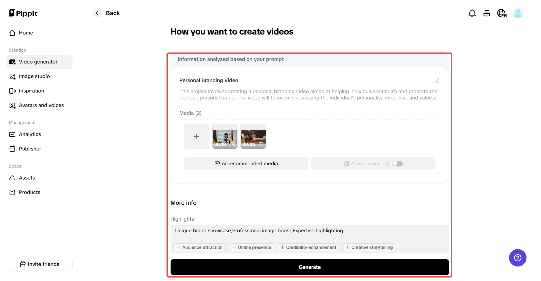 Generate your video