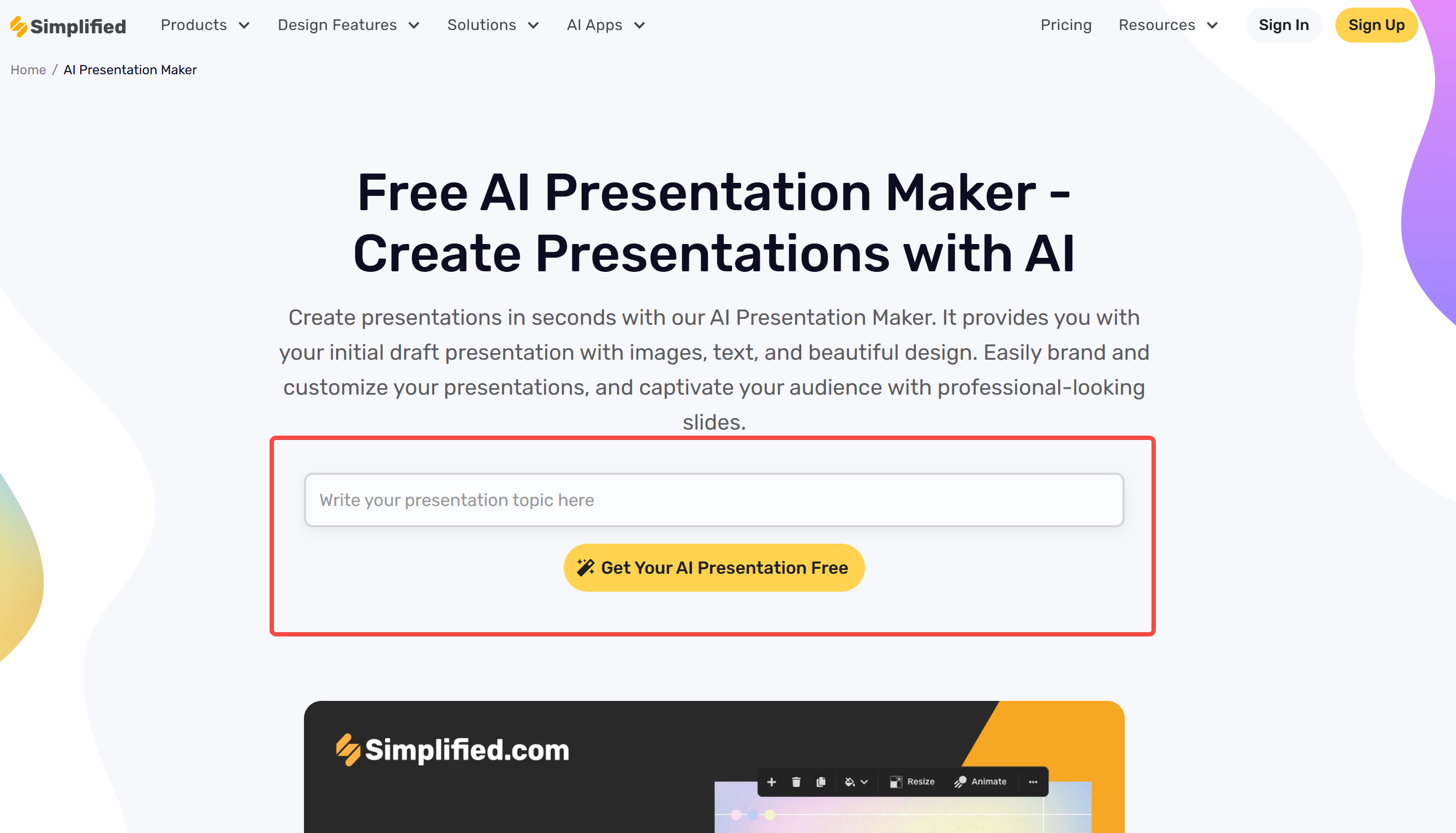 Accessing the AI designer on Simplified AI