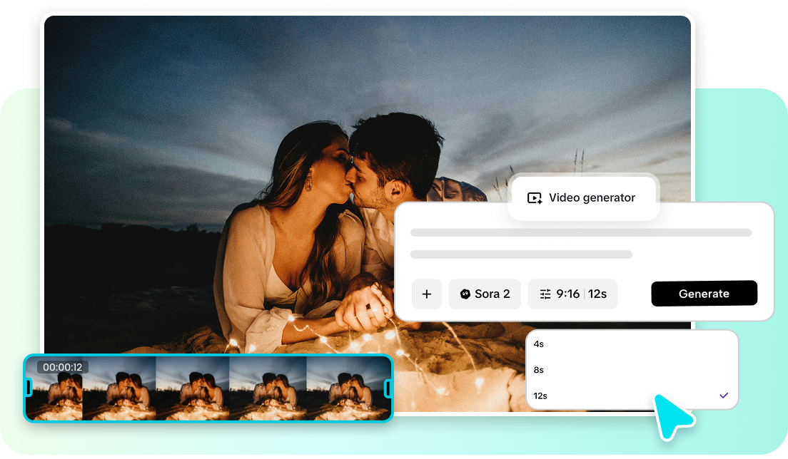 Converting text to kissing video