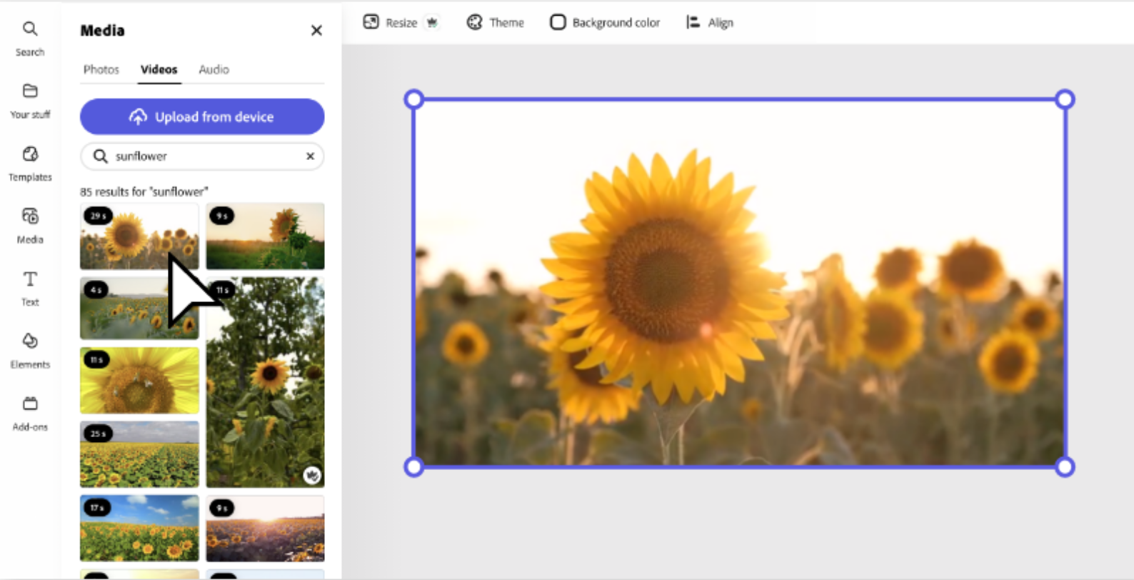Membangun adegan menakjubkan dengan editor video Adobe Express