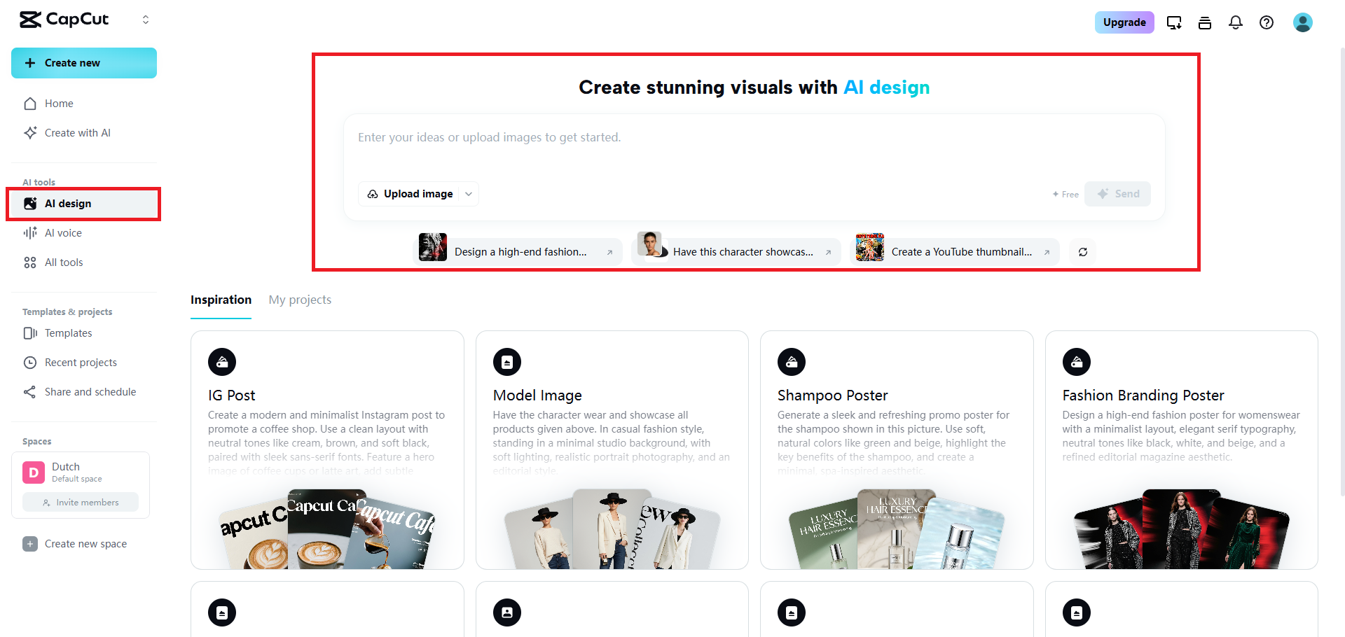 Choose the AI design feature