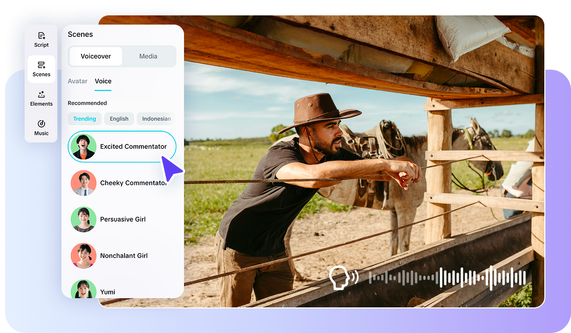 Multiple voiceovers in CapCut's free AI video generator