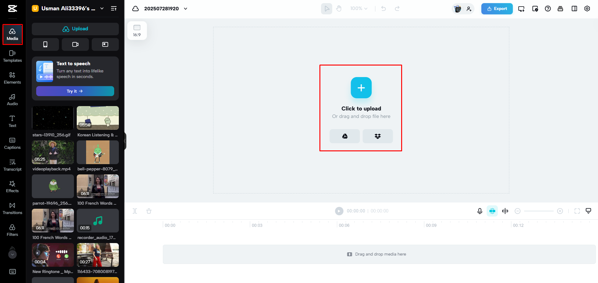 Een GIF uploaden naar CapCut Web