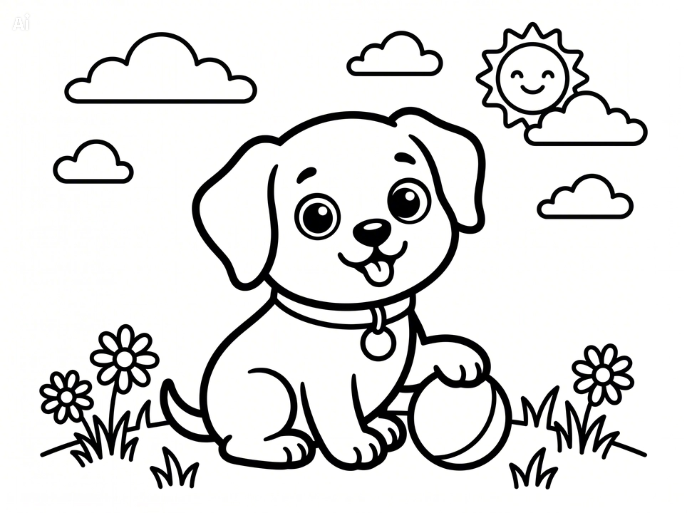 Cachorro fofo para colorir
