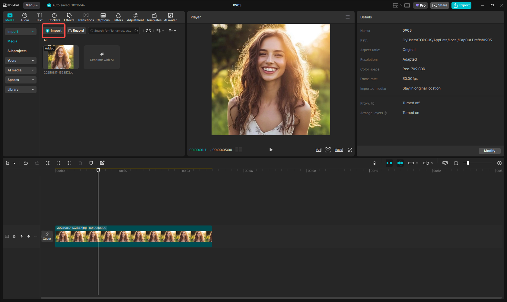Import an image