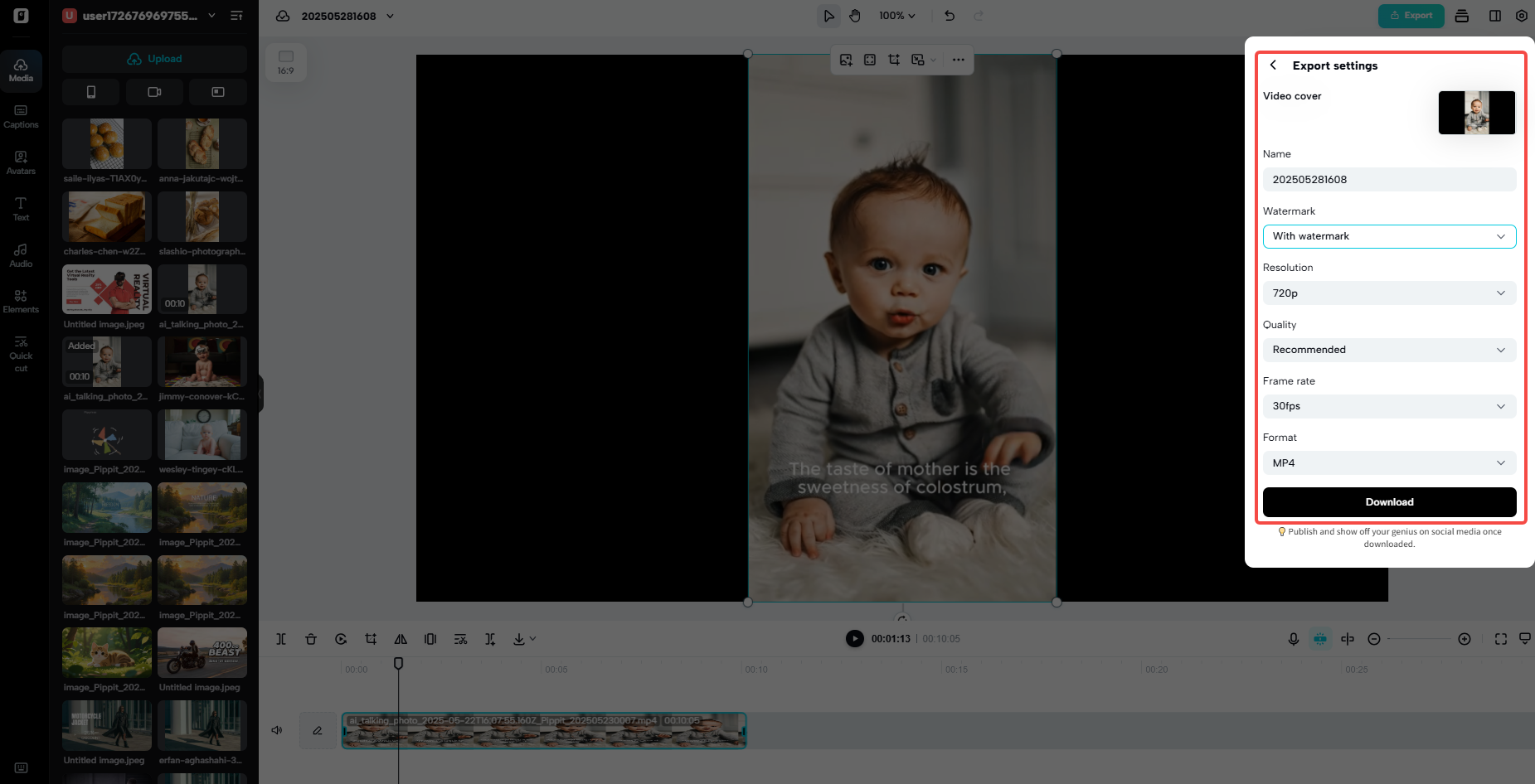 Publish or export your video
