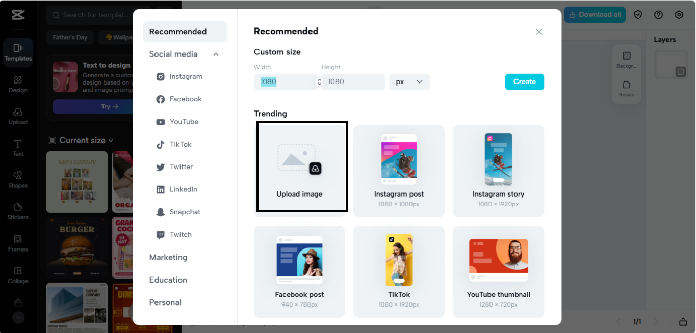 Upload your image to CapCut Web