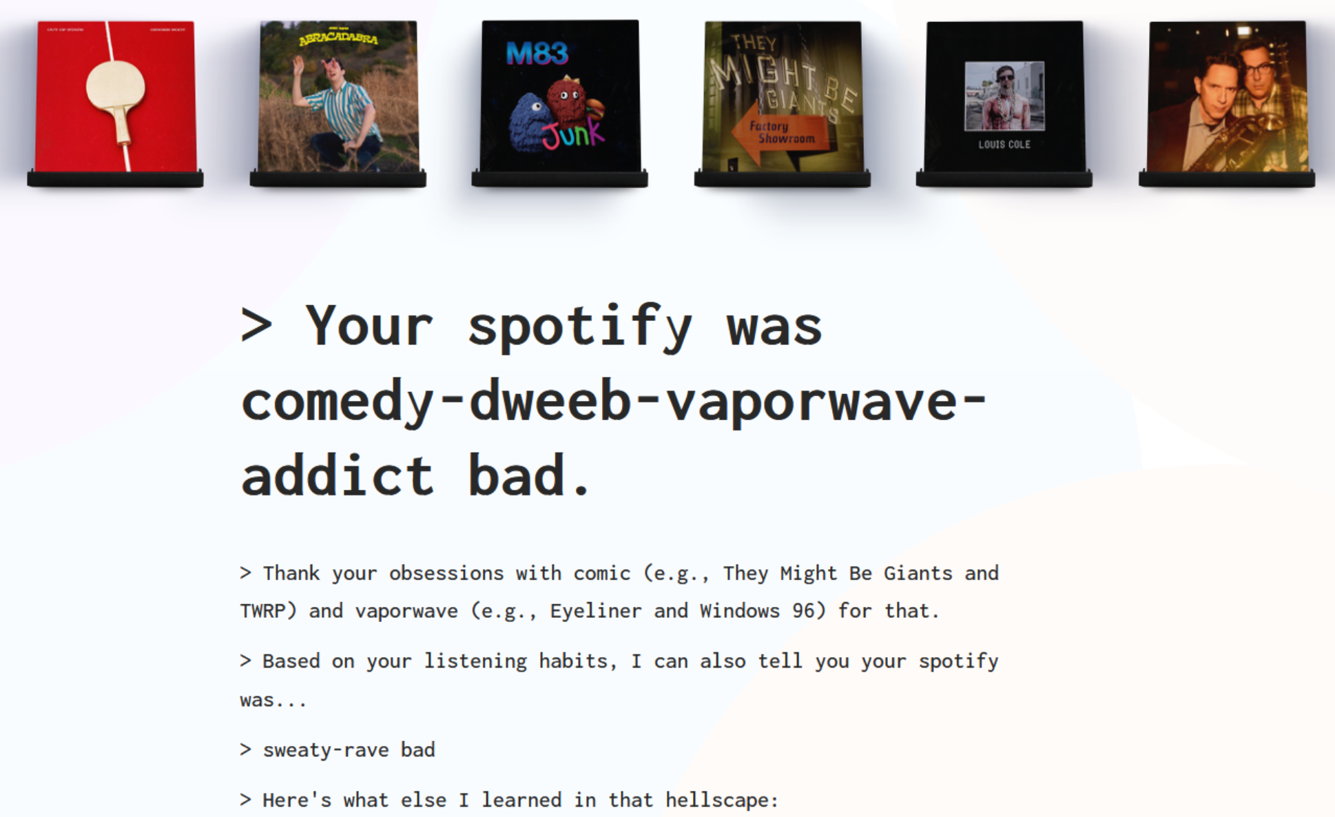 Spotify 'ınız Ne Kadar Kötü Arayüzü - Spotify yıl istatistikleri için en iyi web sitesi