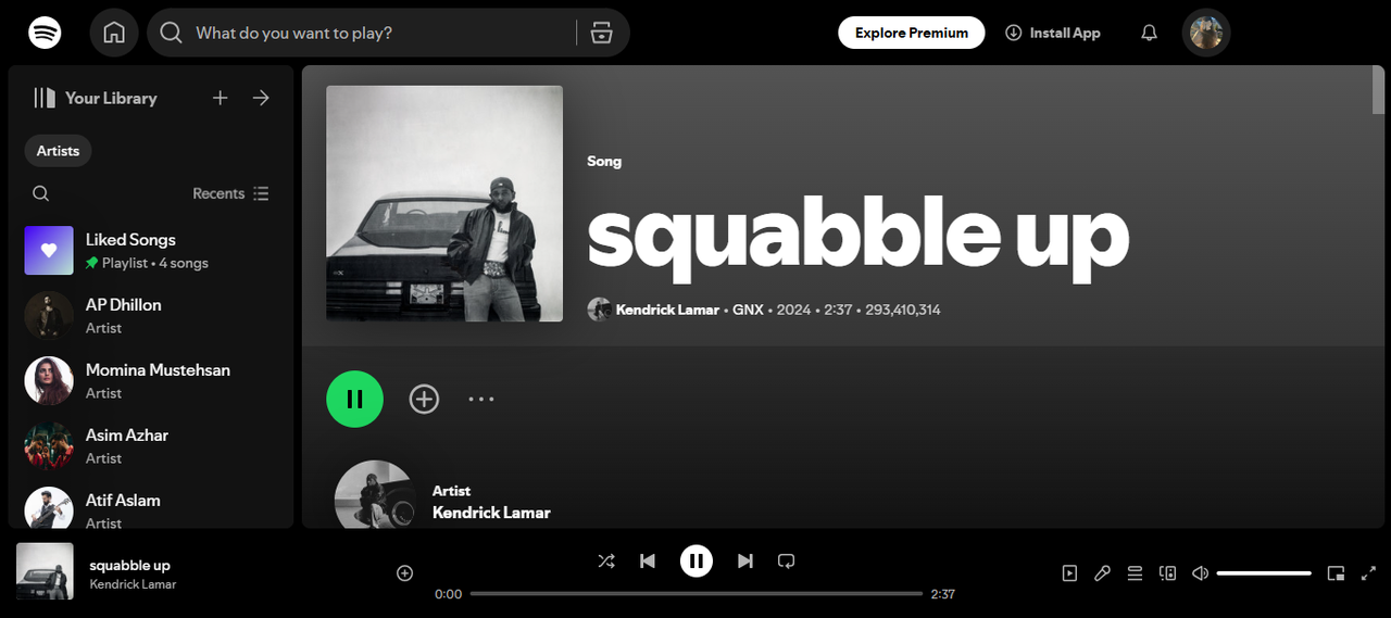 Cover of Squabble Up - diakui sebagai lagu yang paling banyak diputar di Spotify minggu ini