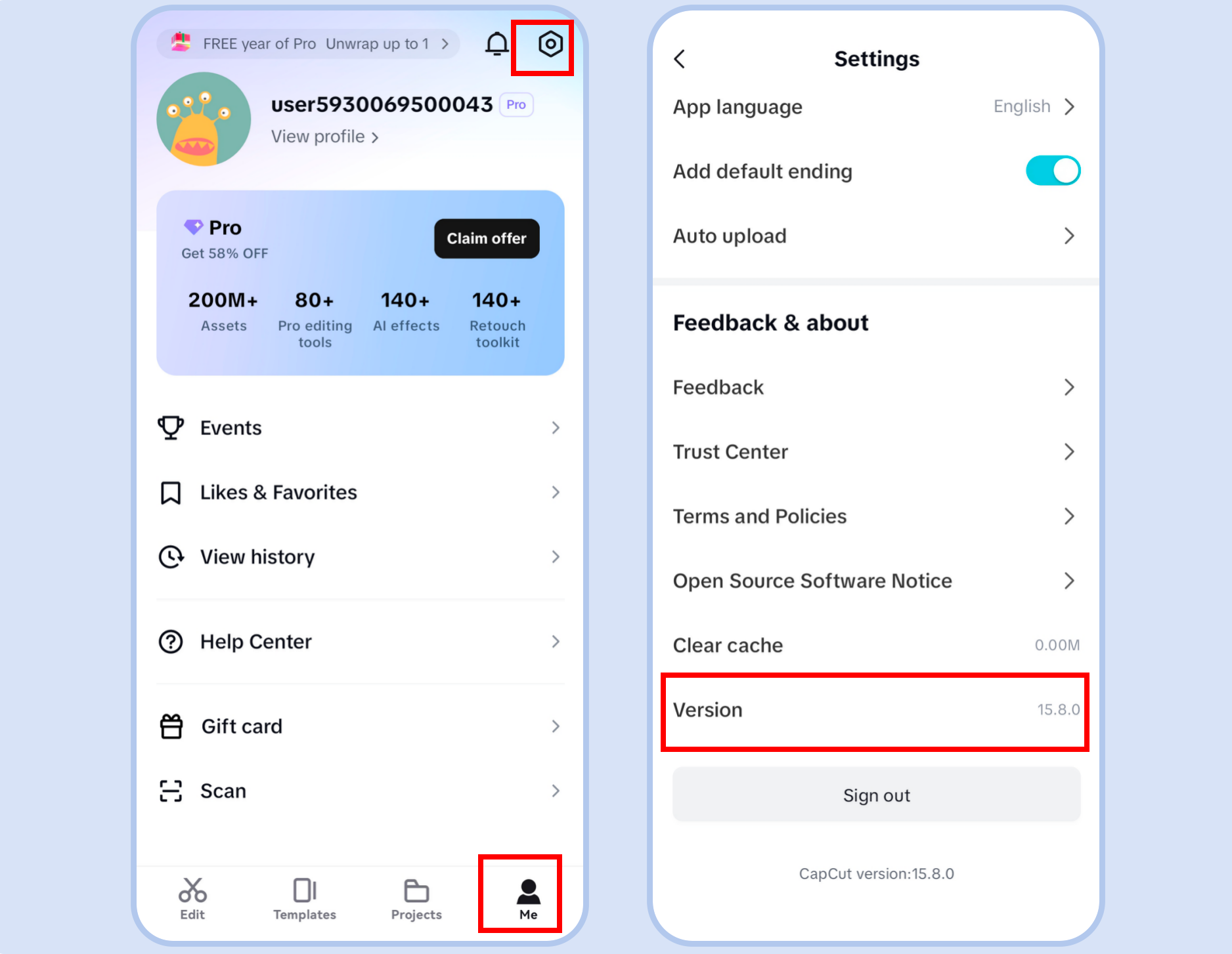 Kontrollera din CapCut mobilapps version