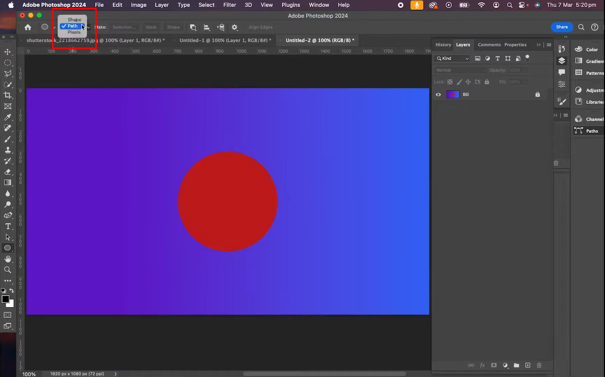 Configurer des documents et dessiner un cercle pour envelopper le texte dans Photoshop